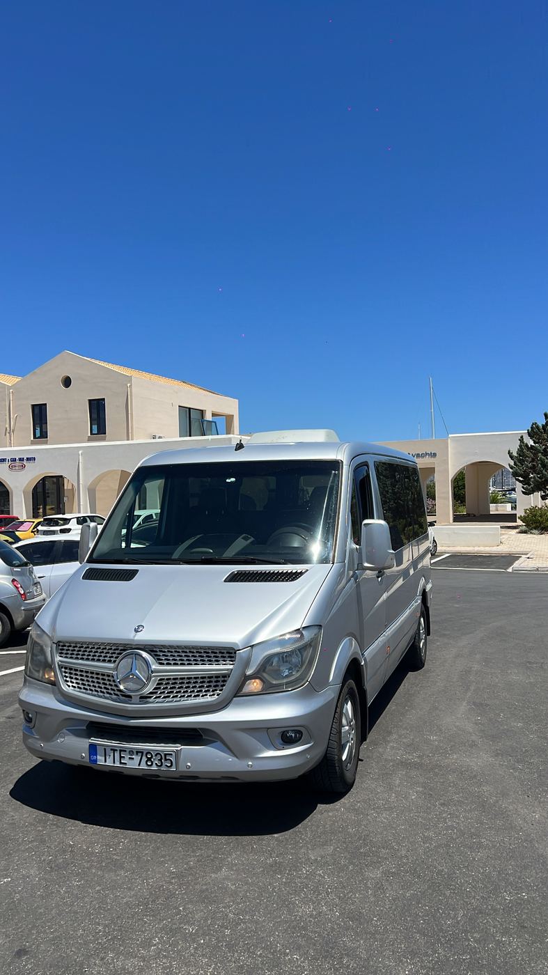 Mercedes Sprinter 13-seat minibus for private group transfers, airport transportation and tours in Athens